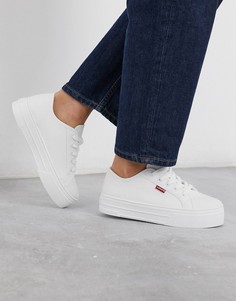 Белые парусиновые кроссовки на плоской платформе Levis-Белый Levis®