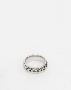 Серебристое кольцо из нержавеющей стали с подвижной цепочкой ASOS DESIGN-Серебристый