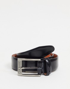 Черный кожаный ремень Ted Baker Waffler-Темно-синий