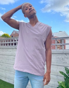 Серая oversized-майка с V-образным вырезом ASOS DESIGN-Серый