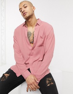 Розовая рубашка в стиле oversized в стиле 90-х из вискозы ASOS DESIGN-Розовый цвет