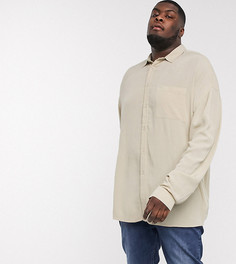 Светло-бежевая рубашка-oversized в стиле 90-х из вискозы с мятым эффектом ASOS DESIGN Plus-Бежевый