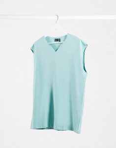 Зеленая oversize-майка с разрезом на вороте ASOS DESIGN-Зеленый цвет