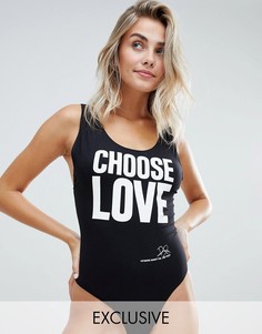Боди из органического хлопка с принтом "Choose Love" Help Refugees-Черный