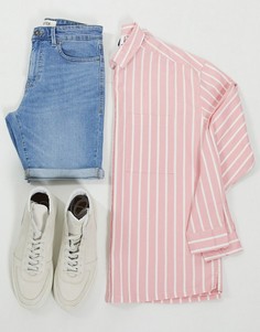 Розовая oversized-рубашка в стиле 90-х в оксфордскую полоску ASOS DESIGN-Розовый цвет