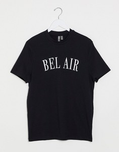 Черная футболка из органического материала с принтом "Bel Air" ASOS DESIGN-Черный цвет