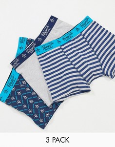 Набор из 3 боксеров в полоску Original Penguin-Голубой