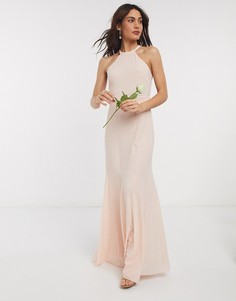 Нежно-розовое платье макси с высоким воротом TFNC Bridesmaid-Кремовый