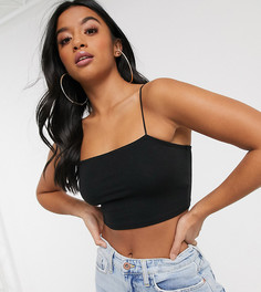 Черный кроп-топ бандо на тонких бретелях ASOS DESIGN Petite Ultimate