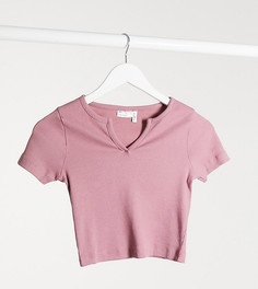 Облегающий кроп-топ розовато-лилового в рубчик с разрезом ASOS DESIGN Petite-Фиолетовый цвет