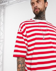 Oversized-футболка из органического хлопка в красную полоску ASOS DESIGN-Красный