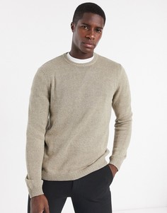 Бежевый хлопковый джемпер с круглым вырезом ASOS DESIGN-Коричневый