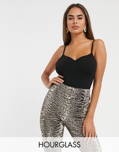 Черное боди на бретельках с вырезом сердечком ASOS DESIGN Hourglass-Черный