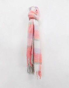 Серо-красный шарф в клетку с бахромой Boardmans-Серый