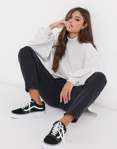 Белый меланжевый oversized-свитшот с высоким воротом и декоративным швом ASOS DESIGN