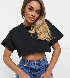 Черная укороченная футболка ASOS DESIGN Petite-Черный цвет