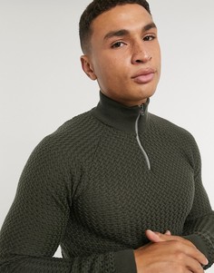 Серый облегающий джемпер с молнией и вышивкой ришелье ASOS DESIGN