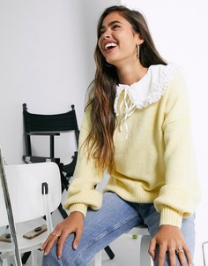Желтый джемпер со съемным воротником ASOS DESIGN