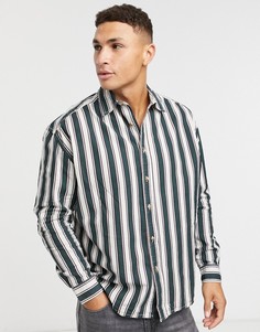 Oversized-рубашка в полоску в университетском стиле 90-х ASOS DESIGN-Зеленый