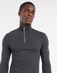 Черный обтягивающий свитшот с молнией ASOS DESIGN