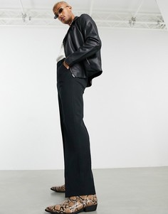Черные строгие брюки с широкими штанинами ASOS DESIGN-Черный цвет