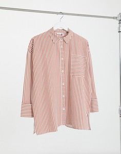 Свободная "super oversized"-рубашка из хлопка в винтажном стиле в красно-кремовую полоску ASOS DESIGN-Мульти