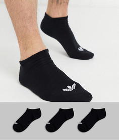 3 пары черных носков под кроссовки с логотипом-трилистником adidas Originals adicolor-Черный цвет