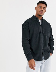 Черная выбеленная oversized-рубашка в стиле 90-х из вельвета ASOS DESIGN-Серый