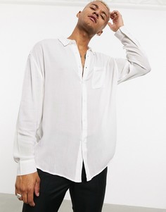 Белая oversize-рубашка из жатой вискозы в стиле 90-х ASOS DESIGN-Белый
