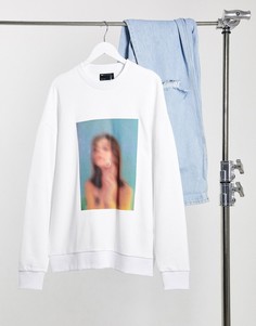 Oversized-свитшот с изображением спереди ASOS DESIGN-Белый