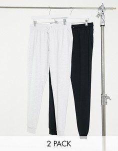 Набор из 2 легких супероблегающих джоггеров черного и белого цветов ASOS DESIGN-Мульти