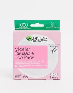 Многоразовые подушечки для снятия макияжа Garnier Eco Pads (3 больших подушечки из микрофибры)-Очистить