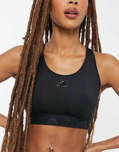 Черный спортивный бюстгальтер со средней степенью поддержки adidas Training