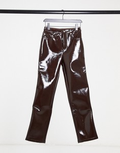 Темно-бордовые прямые джинсы из винила с классической талией в стиле 90-х ASOS DESIGN-Красный