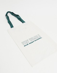 Белая сумка-тоут с принтом ASOS DESIGN-Белый