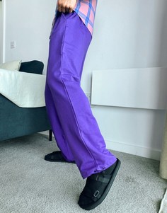 Фиолетовые джоггеры в стиле "super oversized" из органического хлопка с фиксаторами на манжетах ASOS DESIGN-Фиолетовый