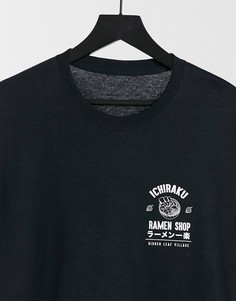 Черная oversized футболка с принтом "Ichiraku Ramen Shop" New Look-Черный