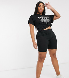 Черные шорты-леггинсы в рубчик ASOS DESIGN Curve-Черный цвет