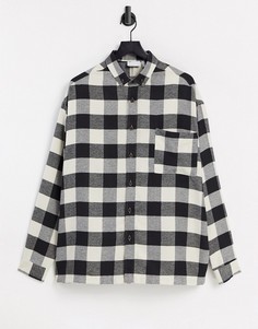 Фланелевая рубашка в стиле super oversized в монохромную клетку ASOS DESIGN-Черный цвет