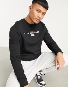 Черный свитшот с надписью «Los Angeles» ASOS DESIGN-Черный цвет