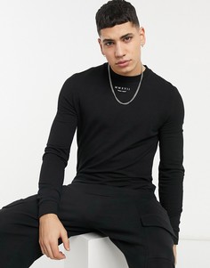 Черный облегающий свитшот с маленьким принтом римских цифр ASOS DESIGN