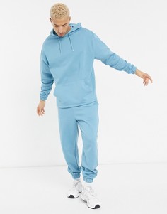 Oversized-худи голубого цвета из органического хлопка (от комплекта) ASOS DESIGN-Голубой