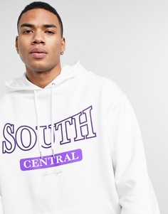 Oversized-худи с винтажным принтом на груди ASOS DESIGN-Серый