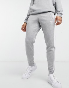 Серо-лиловые зауженные джоггеры с тремя полосками adidas Originals adicolor-Серый