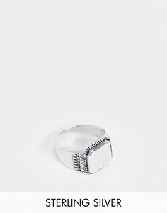 Кольцо-печатка из шлифованного стерлингового серебра с фактурным дизайном ASOS DESIGN-Серебристый