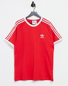 Красная футболка с тремя полосками adidas Originals adicolor-Красный