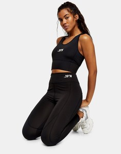 Черные спортивные леггинсы с декоративными швами Topshop-Черный