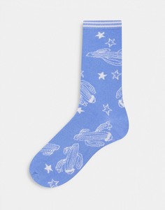 Голубые носки с кактусами ASOS DESIGN-Голубой