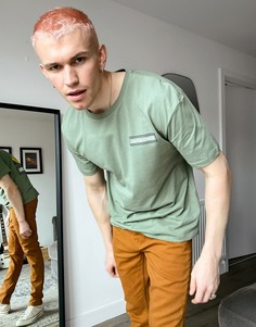 Зеленая свободная футболка с принтом на спине Jack & Jones Originals-Зеленый цвет