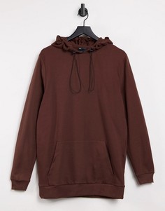 Коричневый удлиненный худи из органического хлопка с застежкой-тогл ASOS DESIGN-Коричневый цвет